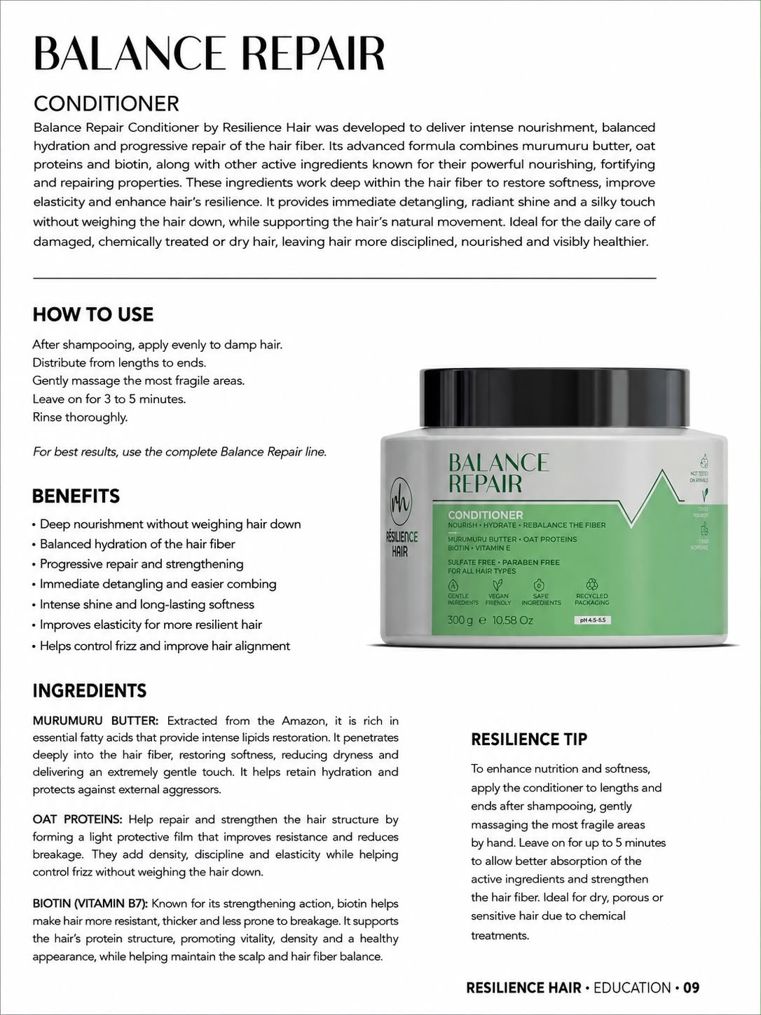 Creme Balance Repair — technical sheet