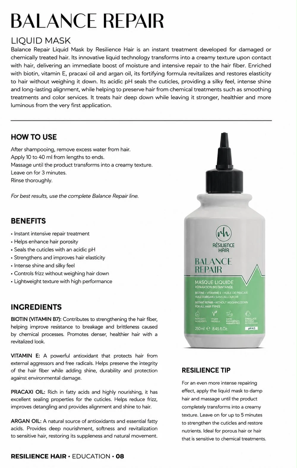 Mask Liquide Balance Repair — technical sheet