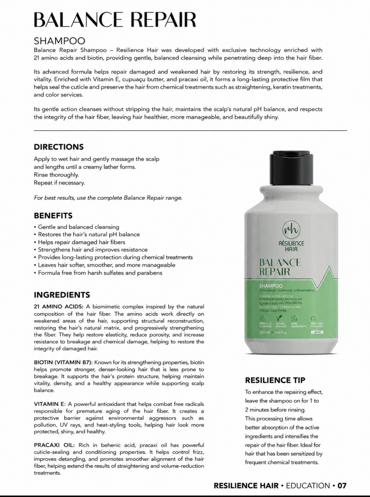 Shampoo Balance Repair — technical sheet