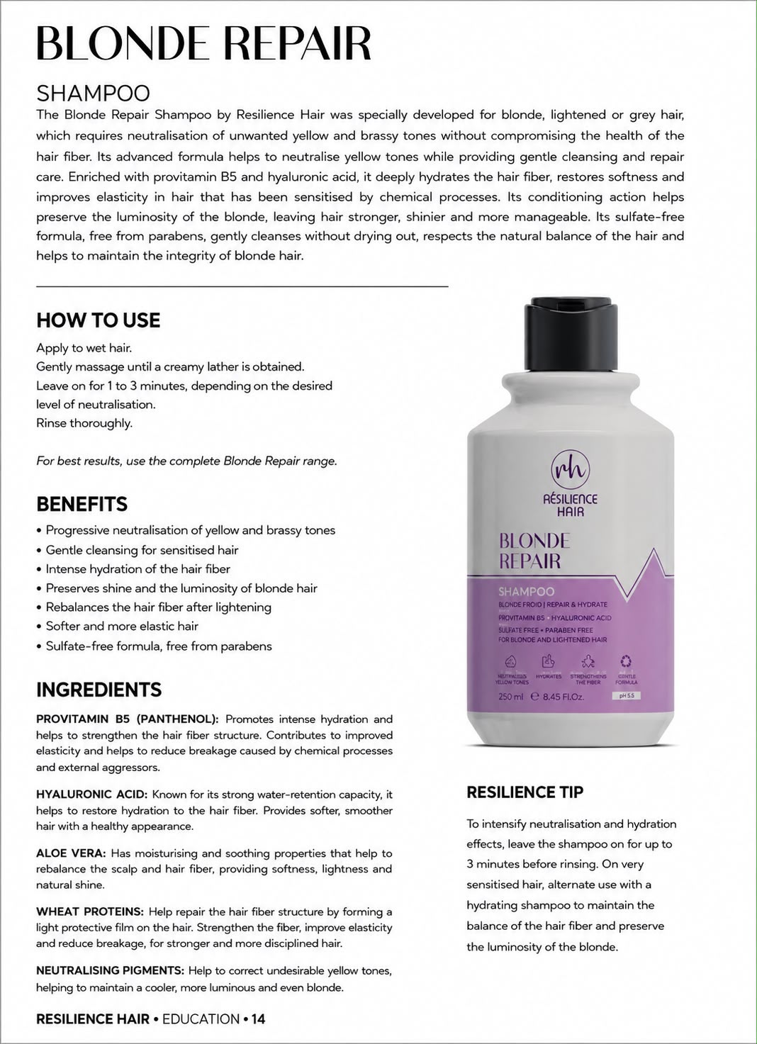 SHP Blond Complex Repair — technical sheet