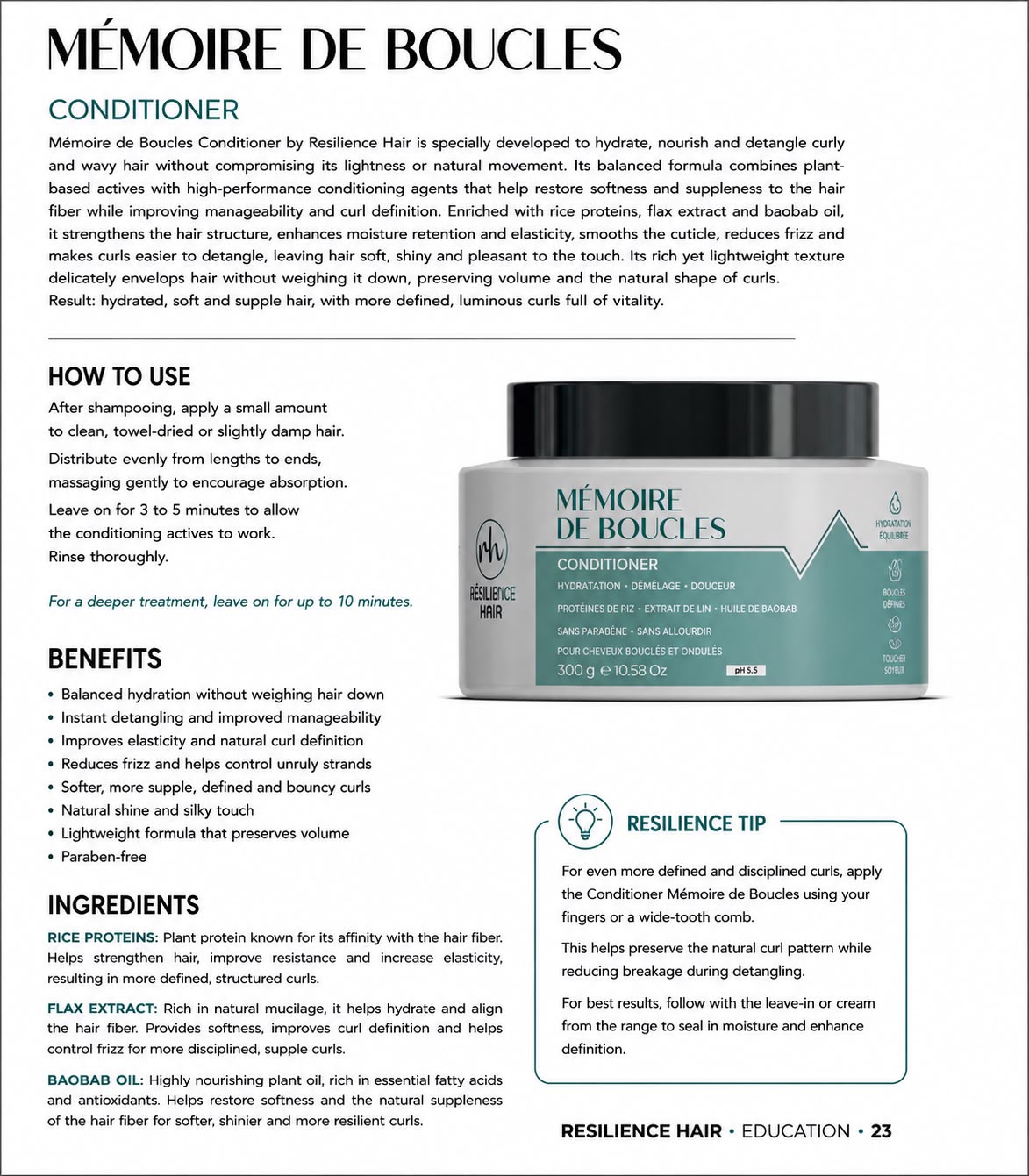 Creme Mémoire Boucle — technical sheet