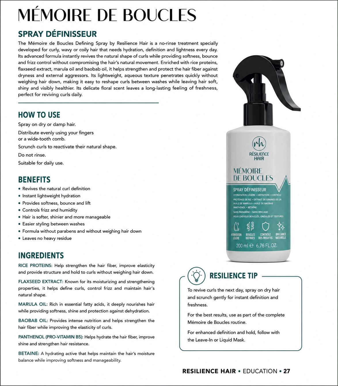 Spray Boucles — technical sheet