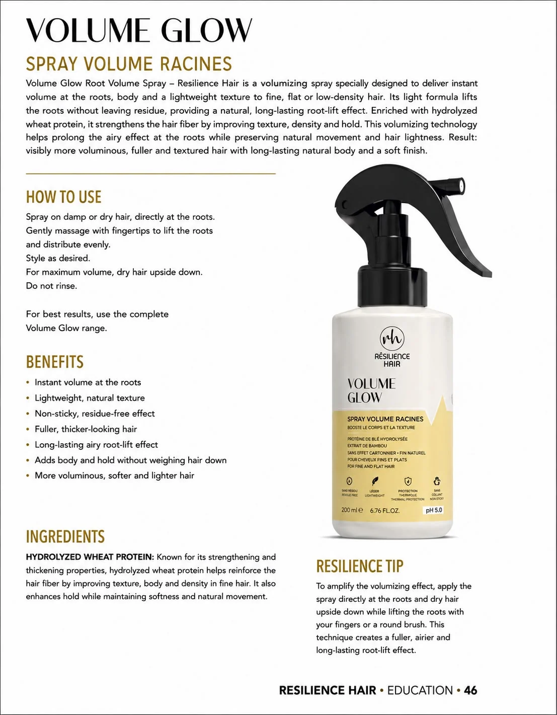 Spray Volume Racines — technical sheet